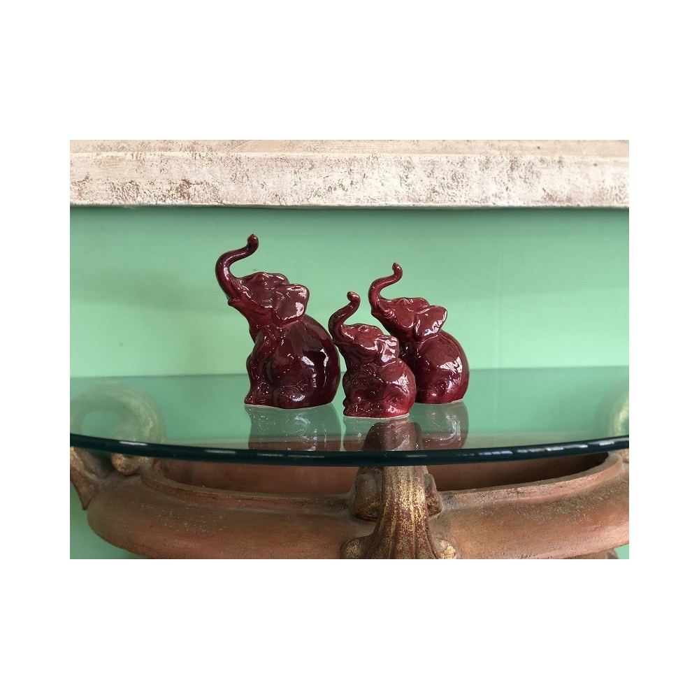 Enameled Ceramic Elephant Red